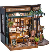 Robotime, DIY Huisje, Tipsy Restaurant with LED lighting, DG167, 18x18x24cm