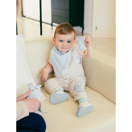 ENSEMBLE DOUDOU + BANDANA + ANNEAU DE DENTITION - MOD. OSO - ROSE FONCÉ