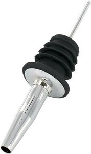Metal Pourer with soft rubber cork black 12/box