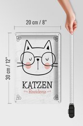 Blechschild Hinweis 20x30 cm Katzen Residenz Katze mit Brille Deko Schild