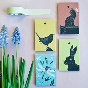 Cadeaulabel dieren set (4 stuks)