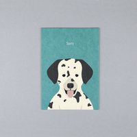 Postkarte Holzschliff Hund Dalmatiner Petrol