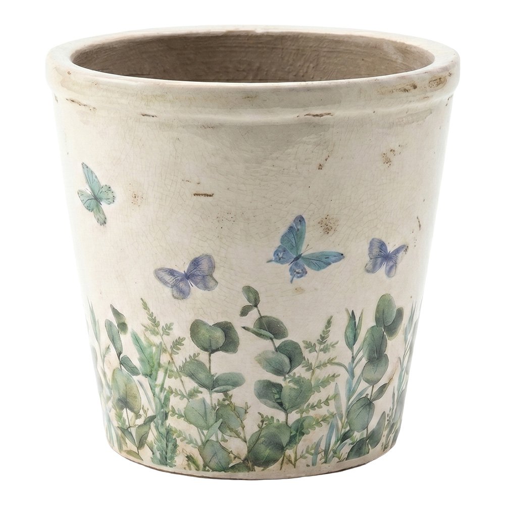 Bloempot Beige Keramiek Vlinder