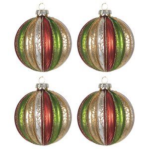 Kerstbal Set van 4 Ø 8 cm Rood Groen Glas Kerstboomversiering