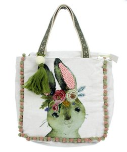Kinderbag Kaninchen M Blumen Grün/Creme Verkauf