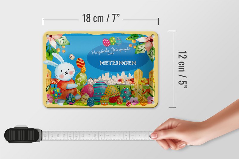 Targa in metallo Pasqua Auguri di Pasqua 18x12 cm METZINGEN decorazione regalo
