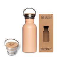 Stainless steel drinking bottle bamboo cap 500 ml stem PINK