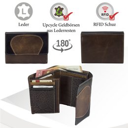 Sunsa damesportemonnee. Leren portemonnee. Portemonnee met RFID-bescherming. Portemonnee gemaakt van overgebleven leer. middelgrote portemonnee voor dames met veel creditcardvakjes - portemonnee voor dames, cadeau-idee