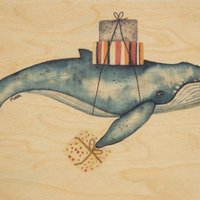 wooden postcard greetings 2 LM whale