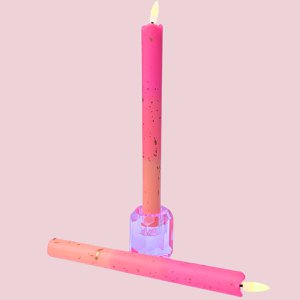 LED-Stumpenkerze Gold Orange – 2er-Set