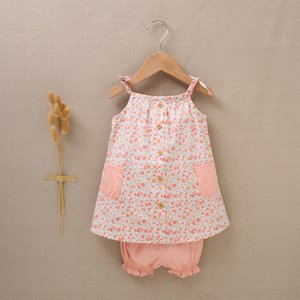 Jesusito-Baby-Set für Mädchen mit Blumendruck und passendem Poloshirt F97-21211262