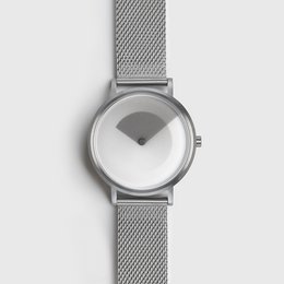  Silver-toned gradient watch with a stainless steel mesh band.