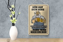 Tin sign alcohol 12x18cm listen to your heart drink beer decoration
