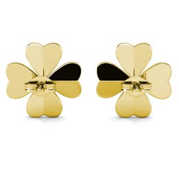 Orecchini con petali di trifoglio - Oro e cristallo
