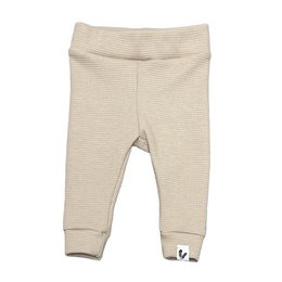 Newborn pants in a waffle knit fabric, available in dark beige color and sizes 44, 50, 56, 62, and 68.
