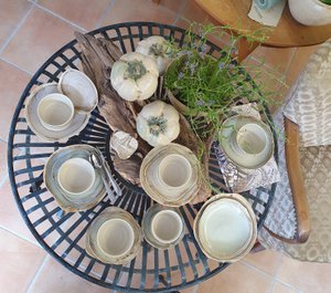 Kaffeegeschirr, 18 teilig, Unikat, Handarbeit, spülmaschinen-/ mikrowellengeeignet