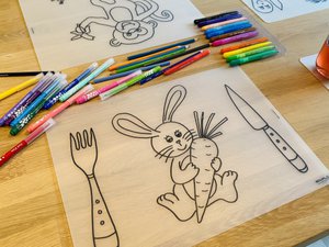 Recolorable placemat Rabbit Nibble