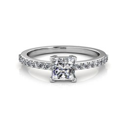 Bague Simple Square - Argenté et Cristal