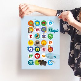 A4 picture alphabet with animals for the children's room