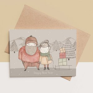 card + envelope - sled in the mountains
