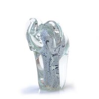 Glass elephant - Gray - height 13 cm - Handmade