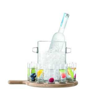 L.S.A. - paddle vodka set with serving board and ice bucket set of 13 pieces - Transparent