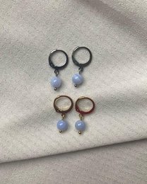 Natural Stone Earrings Stainless Steel gold/silver 'Agate'