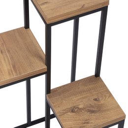 Metal plant rack with wooden etageres from Naturn Living | Etagere Plants | Spice rack | Flower rack indoor - outdoor | Plant stand | Plant column | Matt black