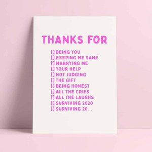 Riso print Thanks for being you, marrying me , surviving 20....