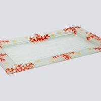 Xmas Tray Small 35x21 White Red Snow Flakes