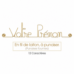 Prénom personnalisé - Long - en fil de laiton doré - à punaiser - Bijoux de mur