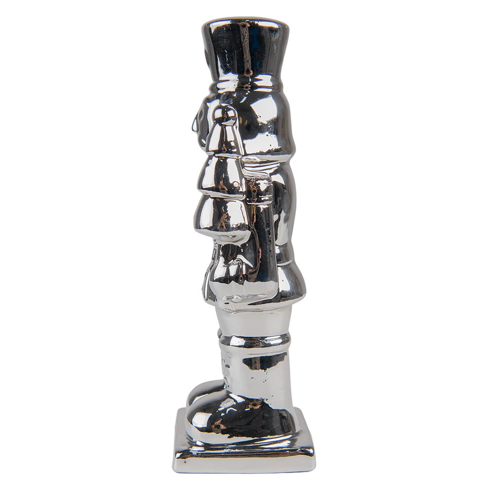 Beeld Notenkraker 19 cm Zilverkleurig Porselein Kerstdecoratie