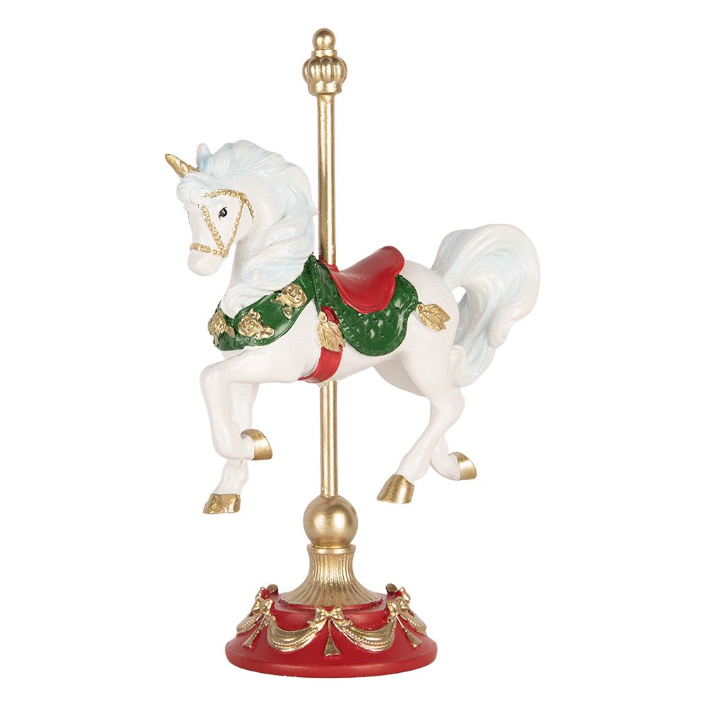 Kerstdecoratie Beeld Hobbelpaard 16x8x22 cm Wit Kunststof