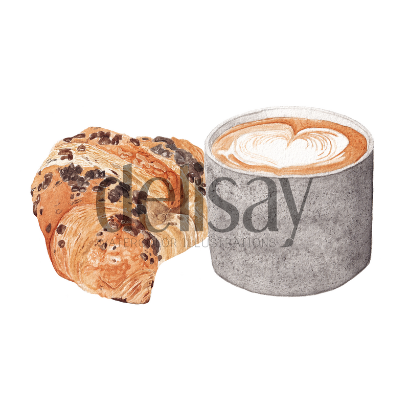 Postkort "Kaffe & Croissant"