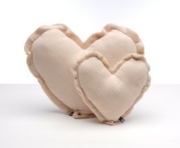  Soft, plush heart-shaped cushion in a variety of pastel colors including white, light gray, dark gray, light blue, sage, mint, rose wood, light pink, blush pink, taupe, beige, champagne, and powder pink. Ideal for decorating a child's room.