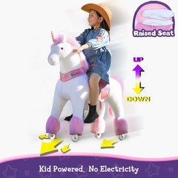 PonyCycle Classico giro ufficiale sui giocattoli Modello U Unicorno bianco, rosa e viola, con freno e suono