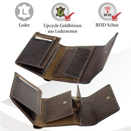 Sunsa damesportemonnee. Leren portemonnee. Portemonnee met RFID-bescherming. Portemonnee gemaakt van overgebleven leer. middelgrote portemonnee voor dames met veel creditcardvakjes - portemonnee voor dames, cadeau-idee