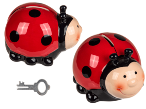 Savings box with lock, Ladybird,