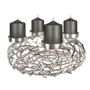 Adventsleuchter "Twigs" antik-silber D.56cm X-mas