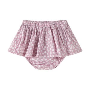 Double ruffle shorts with elastic waist in mauve print BGV96554