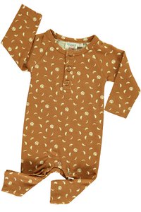 Langärmliger Baby-Overall mit Senf- und Mondphasen-Print