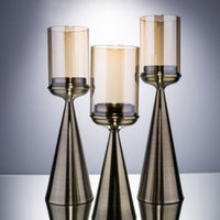 KERZENHALTER | GLAS | GOLD -S-Hoch-39CM