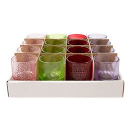  A set of 16 assorted tealight candle holders, each measuring 9 cm in height and 6.5 cm in diameter, providing a sweet and decorative display.