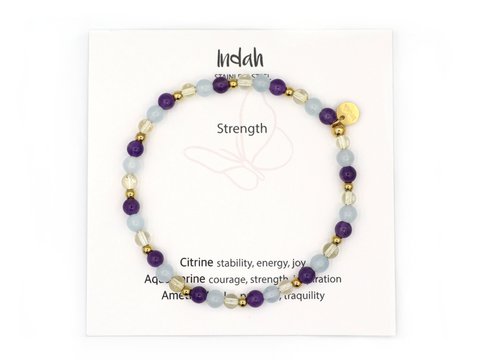 Natuursteen armband strength, zilver en goud