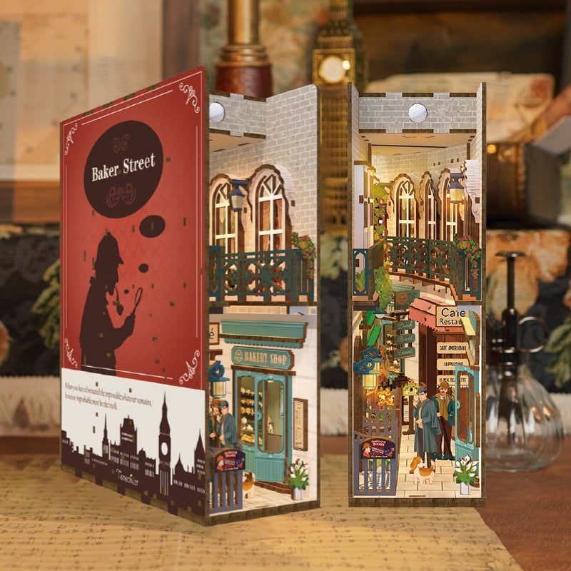 DIY Boek Nook Baker Street Boeksteun Hout 18.2x8x24.5cm