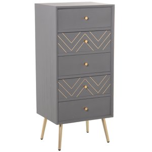 SIFONIER 5 LADEN HOUT GRIJS/GOUD, DM+PINE+IJZEREN POTEN 46X37X102CM, POOT HOOG:20CM ST48831