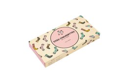  Long gift box with socks pattern, pink and beige colors.