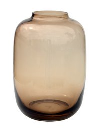 Tall, cylindrical vase in a taupe color. Made of glass with a smooth, minimalist design.