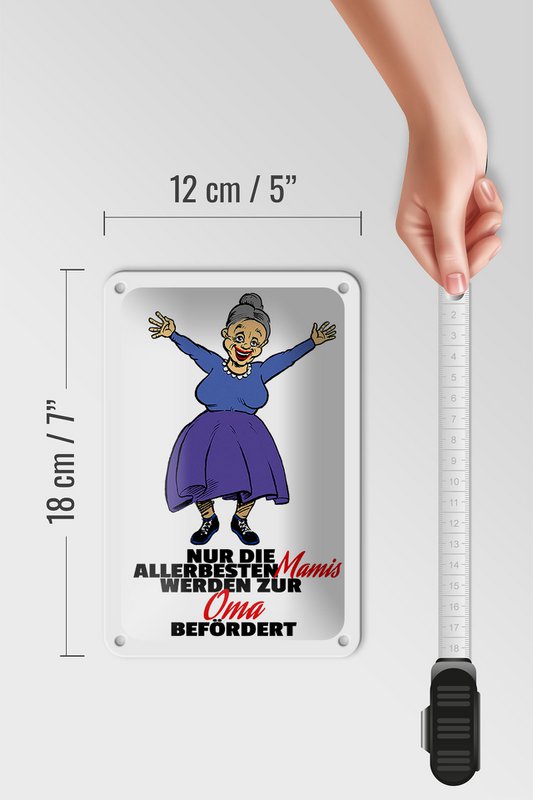 Tin sign saying 12x18cm Mommies become Grandma decoration