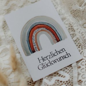 Gestempelte Postkarte "Herzlichen Glückwunsch" Regenbogen